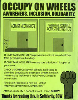 Occupy on Wheels flyer calling for a more accessible movement