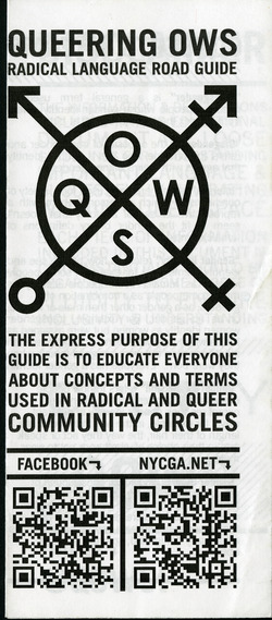 Queering Occupy pamphlet introducing LGBTQIA+ language, terms, and guidelines
