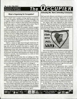 Occupier Newsletter, No.1, Oct/Nov 2011