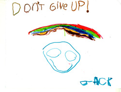 Child's illustration that reads "Don't Give Up"